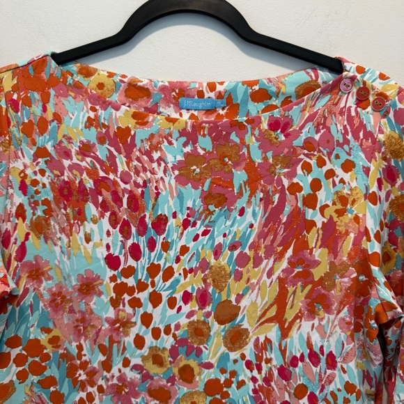 J. Mclaughlin Catalina Cloth 3/4 Sleeve Crewneck Floral Top Size M - Picture 2 of 7